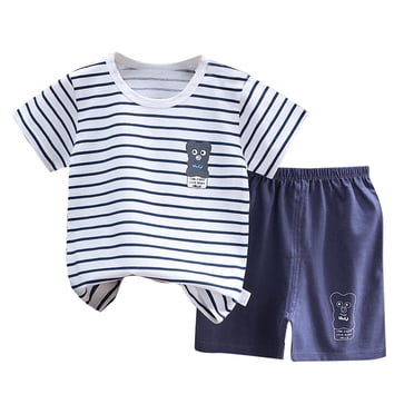 dmqupv Outfits Boy Children's Short Sleeve Set Cotton Girls Summer Clothes Boy T Shirt Baby Clothes Children's Clothes Light Blue,Size for 5-6 Years