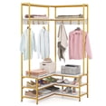 thumbnail image 1 of Costway Corner Garment Rack L-shaped Clothes Rack with Open Shelves & Adjustable Foot Pads White, 1 of 10