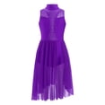 thumbnail image 4 of Miaeowve Robe de Danse Ballet Latin pour Filles Enfants Justaucorps Sans Manches avec Strass Dos Ajouré Combinaison Salopette Tenue de Danse Décontractée Violet 12, 4 of 7