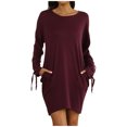 thumbnail image 2 of Gspmoly Robes d'Été, Robe Décontractée pour Femmes Unie Ample à Bretelles à Manches Longues à Col Rond Longueur Genou, Robes de Mariage pour Femmes en Liquidation, 2 of 9