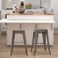 thumbnail image 2 of FDW Metal Stools Bar Stools 24 Inch Counter Height Stackable Barstools Indoor Outdoor Patio Furniture Dining Backless Kitchen Bar Set of 4, Bronze, 2 of 7
