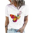 thumbnail image 1 of T-shirts Graphiques pour Femmes Décontractés à Imprimé Papillon, Manches Courtes, T-Shirts d'Été à Col Rond, Coupe Ample, Chandails Tee pour Jeans, 1 of 6
