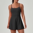 thumbnail image 2 of hotojiny Robes 2 en 1 pour Femmes à Bretelles Spaghetti Extensibles Robe de Tennis d'Entraînement avec Shorts Unie Fluide Évasée Mini Robes Actives, 2 of 7