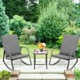 thumbnail image 1 of Costway 3PCS Patio Rattan Rocking Chair Table Furniture Set Yard Cushion Gray, 1 of 10