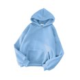 thumbnail image 1 of Innerwin Chandails à Capuche en Molleton pour Femmes, Chandail Sport Uni, Coupe Ample, Hauts à Capuche Bleu Ciel P, 1 of 2