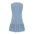thumbnail image 3 of Dvprdro Robe d'Été Imitation Coton Lin pour Femmes Mode Décontractée Ample Couleur Unie Col en V Sans Manches Boutonnée Ourlet à Volants Robe de Plage Soleil, 3 of 5