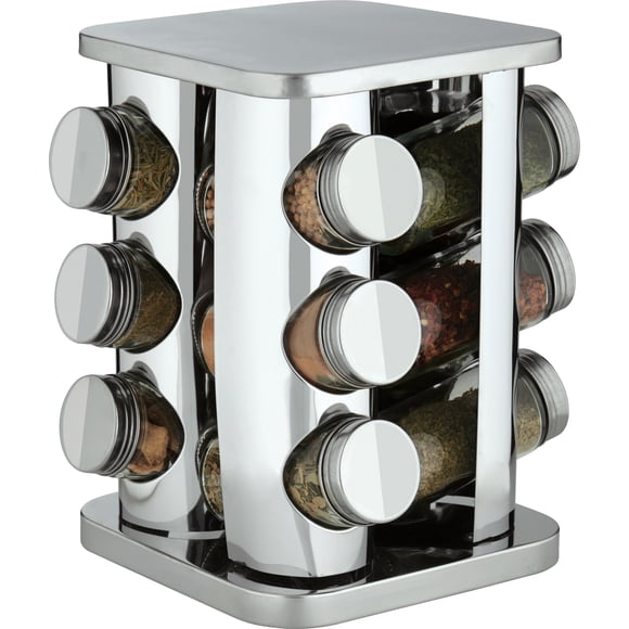 Trudeau 12-Bottle Square Spice Carousel, Stainless Steel, Unfilled