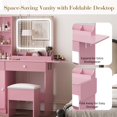 thumbnail image 2 of Kojooin Vanity Desk with Mirror and Lights, Makeup Vanity Power Outlets Makeup Table with Drawers & Cabinet, Storage Stool, Dressing Table for Bedroom, 2 of 8
