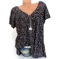 thumbnail image 2 of CEHVOM Women Plus Size Short Sleeves V-Neck Print Blouse Pullover Tops Shirt, 2 of 6