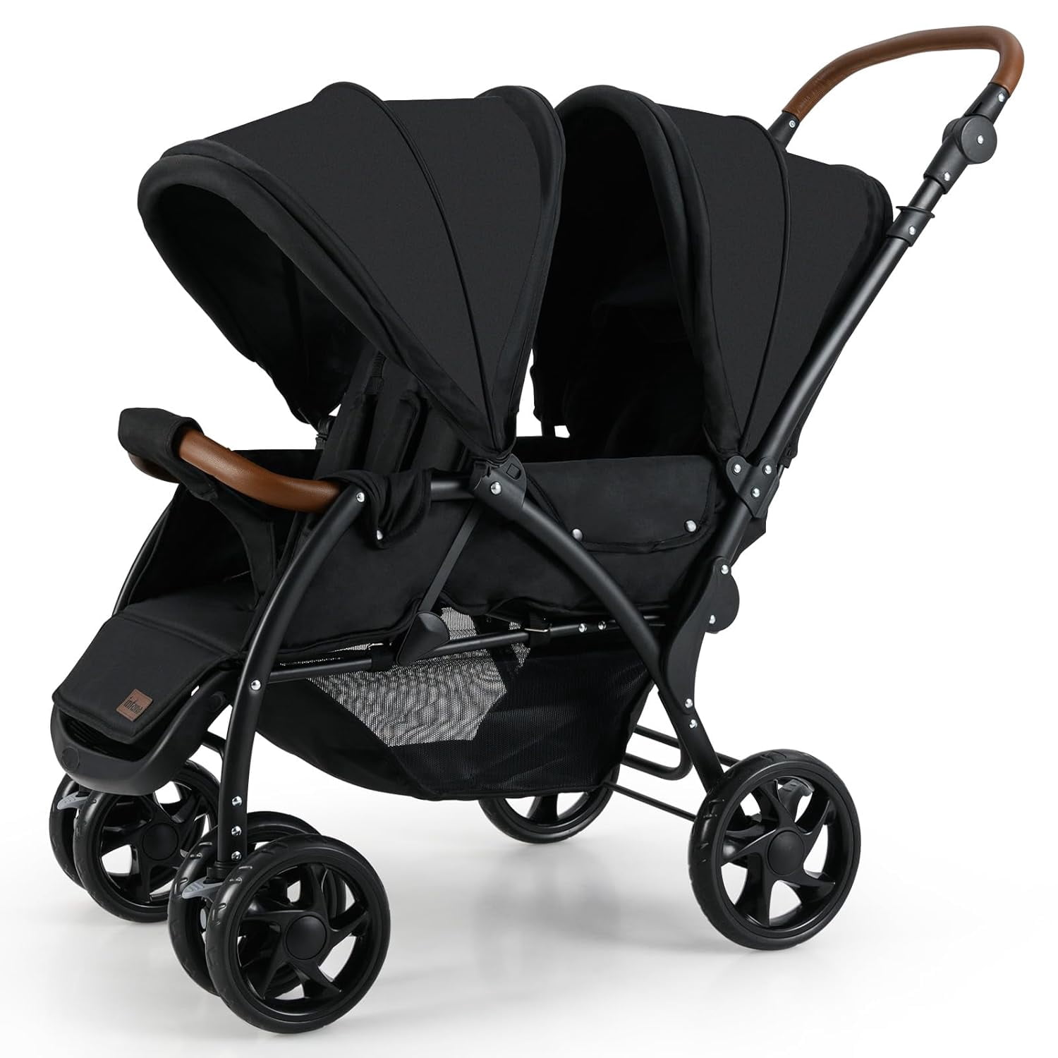 OLAKIDS Double Stroller, Foldable Baby Tandem Stroller with Djustable Backrest Canopy Footrest, 5-Point Harness, Storage Basket, Convertible Compact Lightweight Twin Stroller for Infants and Toddlers