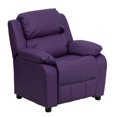 thumbnail image 1 of Deluxe Padded Contemporary Purple Vinyl Kids Recliner with Storage Arms, 1 of 9