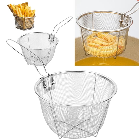 WIFKLSIIPG 201 Stainless Steel Frying Home Oil Separator Small Frying Drain Cooking Net Fishing Filter Flour Sieve Fine Net Strainer(Silver)