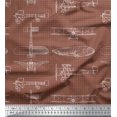 thumbnail image 1 of Soimoi Rayon Fabric Check & Airplane Transport Print Sewing Fabric Yard 56 Inch Wide, 1 of 3