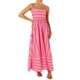 thumbnail image 2 of Women'S Striped Back Smocked Maxi Dress Spaghetti Strap Cut Out Flowy Swing Long Dress Watermelon Red L, 2 of 8