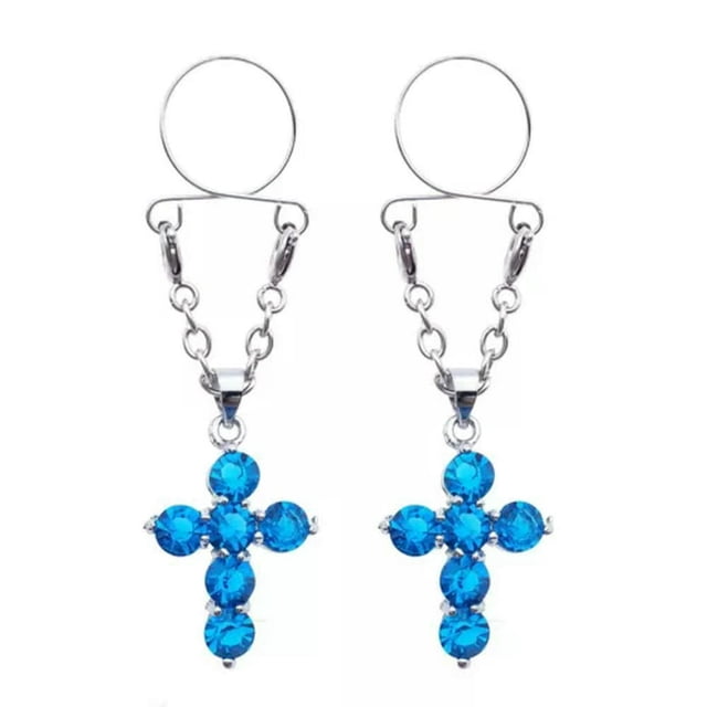 SNNROO 2X Sexy Adjustable Nipple Rings Non-Piercing Clip On Dangle Fake Nipplerings-08