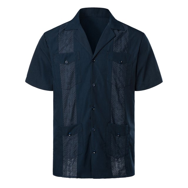 XDZJLR Men Shirt Spring And Summer Fashion And Leisure Dongfeng Pocket Button Lapel Short Sleeve Tops