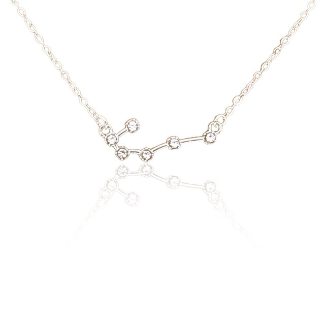 Ins Constellations Theme Friendship Necklace Rhinestone Comfortable Delicate with Display Card Pendant for Lover Festival Gifts Cancer Silver