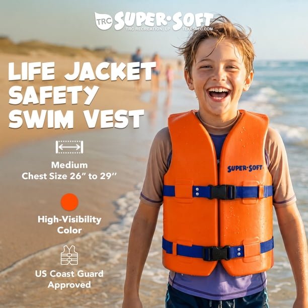 TRC Recreation Super Soft Child Life Jacket Vest, Medium, Sunset