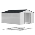 thumbnail image 1 of Outsunny 11' x 13' Garden Storage Shed w/ Steel Foundation Kit, White, 1 of 10