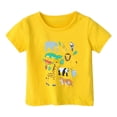 thumbnail image 1 of PMVFHDE T-Shirts Garçons Garçon et Fille Mode Décontractée Imprimé Col Rond Ample Manches Courtes T-Shirt Haut Jaune, 2-3 Ans, 1 of 3