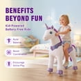 thumbnail image 4 of PonyCycle Ride-On Unicorn Toy for Kids, No Battery Riding Toy with Hand Brake, Indoor Outdoor Use, Ages 4–7, Purple, E413, 4 of 11