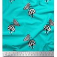 thumbnail image 1 of Soimoi Tissu Georgette Viscose Bleu Tissu à Imprimé Floral et Insectes au Mètre 42 Pouces de Large, 1 of 3