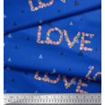 thumbnail image 3 of Soimoi Blue Poly Georgette Fabric Triangle & Floral Love Text Print Fabric by the Yard 52 Inch Wide, 3 of 3