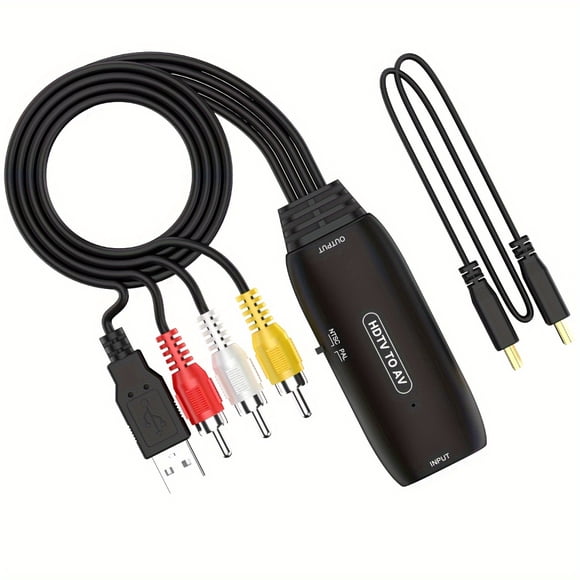 CHOK to RCA Converter Adapter for Old TV  Compatible with Apple  Xiaomi  Android TV Box    Fire Stick  DVD  Blu-ray Players - Supports PAL/NTSC  USB Power  ABS Matte  Connector Type RCA