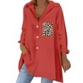 thumbnail image 1 of Pompotops Mode Femmes Point Imprimé Bouton Manches Longues Pouce Chemise Tour-Down Col Tops Blouse, 1 of 9