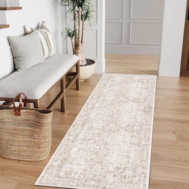 BERTHMEER 2'x8' Runner Rugs for Hallway Entryway Bathroom Bedroom Kitchen Non Slip Washable Vintage Oriental Traditional Runner Rugs,Brown