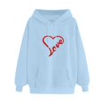 thumbnail image 1 of WZXFASHION Women's Solid Color Long Sleeved Love Printed Hooded Sweater Clearance lightweight pullover sweater, 1 of 4