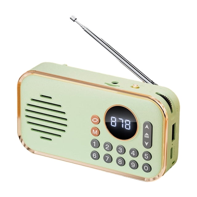 Portable Bluetooth Stereo Speaker Mini Digital Am Fm Radio Media Speaker Mp3 Music Player Support Tf Card/Usb Disk with Led Screen Display and Emergency Flashlight Function