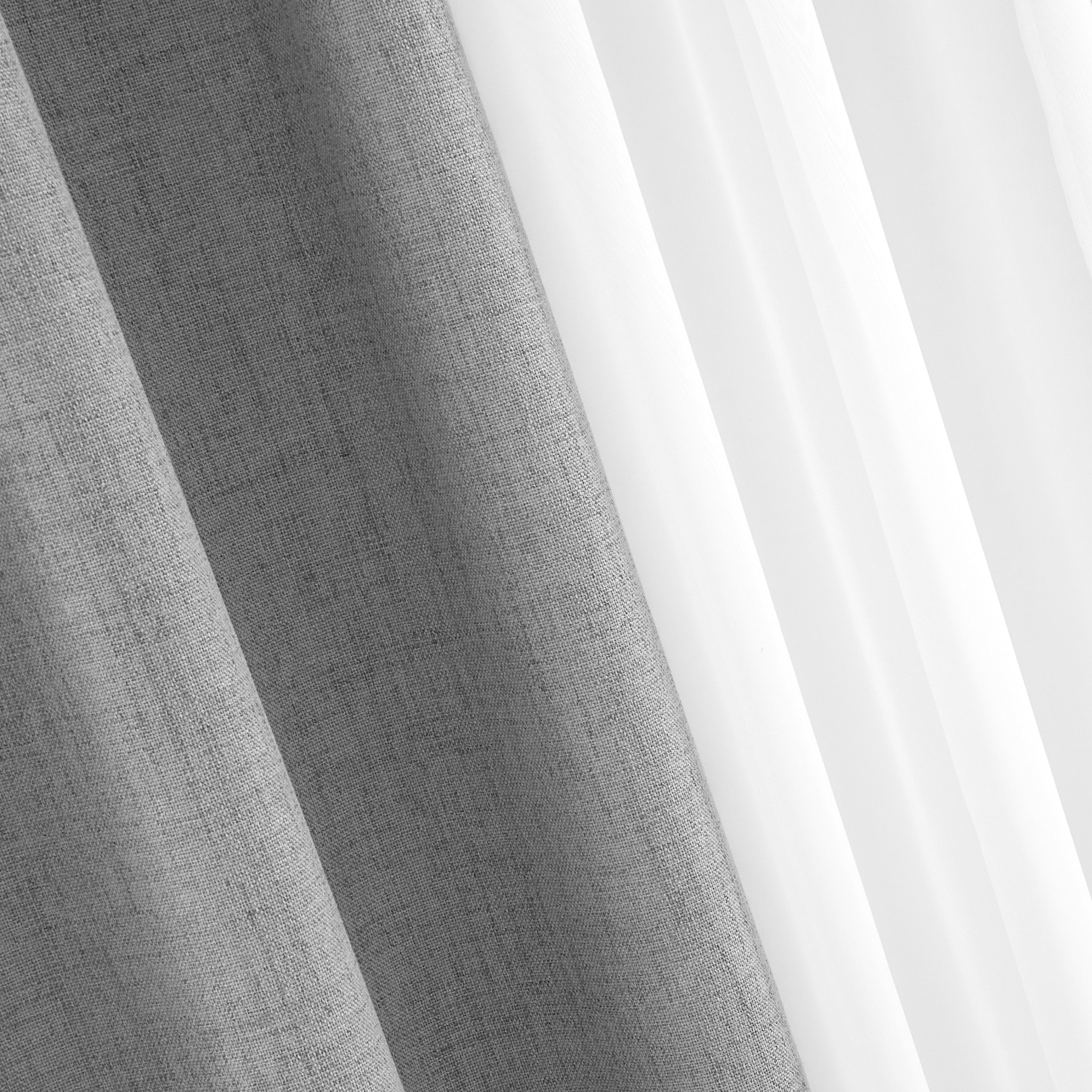 Mainstays Solid Twill Blackout Curtain Panel and Sheers, Set of 4, Soft Silver, 27.5" W x 84" L