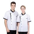 thumbnail image 3 of serony Chef Jacket Men Chef Coat Skin Friendly Chef Uniforms O-Neck Cheap Short Sleeve Tops Bakery Cooking Clothes Work Wear White M, 3 of 9