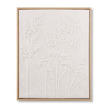 Bouclair White Dried Stem Oil Painted Framed Art 16 X 19.7 in (40 X 50 cm)