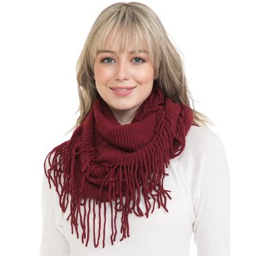 BASICO Warm Knit Winter Scarfs for Women Burgundy Infinity Scarf Circle Loop Scarves