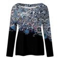 thumbnail image 4 of IROINID Offres Dames Manches Longues T-Shirts Décontractés Imprimé Col Rond T-Shirt Ample Blouse d'Automne Chandail, Bleu Clair, 4 of 5