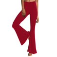 thumbnail image 1 of Pantalon Décontracté pour Femmes, Uni, Longueur Sport, Jambe Évasée, Taille Haute, 1 of 6