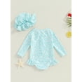 thumbnail image 4 of Sylvamorning Toddler Baby Girls Rash Guard Romper Swimsuit Floral Print Long Sleeve Ruffles Bikini Infant Cute Zipper Bathing Suit with Swim Cap Summer Swimwear 6M-3T, 4 of 8