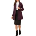 thumbnail image 2 of INSPIRE CHIC Manteaux pour Femmes Revers Cranté Manches Longues Simple Boutonnage Automne Hiver Caban TP Rouge Violacé, 2 of 7