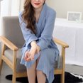 thumbnail image 2 of ziyahi Women Water Absorption Bath Robe Solid Waffle Bathrobe Spa Home Dress Nightgown, 2 of 5
