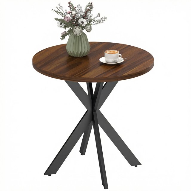 HOMCOM 29.5" Round Kitchen Table, Dining Table for Small Spaces Walnut