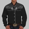 thumbnail image 2 of Chemise Décontractée pour Homme à Manches Longues, Coupe Ajustée, Style Western Cowboy, Brodée, Boutonnée, avec Poches avant, 2 of 6