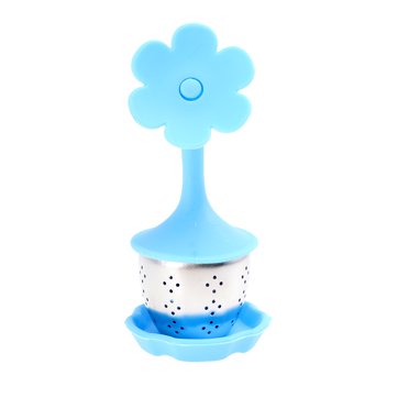 Filtre à Thé en Pot de Fleurs en Silicone Infuseur de Thé Créatif Filtre à Feuilles Mobiles de Qualité Alimentaire pour Tasses à Thé Thé Théières (Bleu)