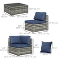 thumbnail image 3 of Outsunny Ensemble de Mobilier de Patio 7 Pcs avec Coussins, Table Basse, Bleu, 3 of 10