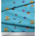 thumbnail image 2 of Soimoi Polyester Crepe Fabric Planet,Animal & Spaceship Cartoon Decor Fabric Printed Yard 52 Inch Wide, 2 of 3