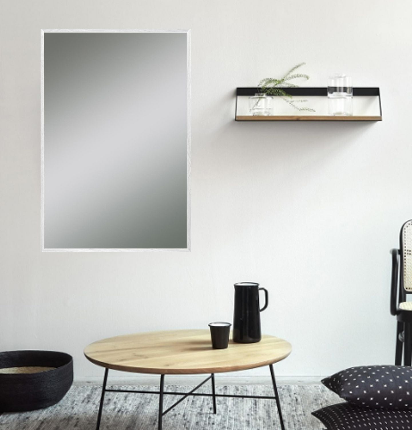 Hometrends miroir mural avec cadre Adler, finition grain blanc,  Miroir décoratif,  18pox22po