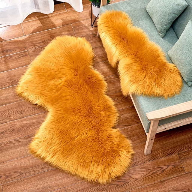 Dvkptbk Rugs for Living Room Wool Imitation Sheepskin Rugs Faux Non Slip Bedroom Carpet Mats Home Decor on Clearance