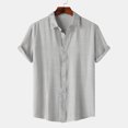 thumbnail image 1 of SDNall Chemise Décontractée pour Homme Unie à Col Rabattu à Manches Courtes avec Fermeture à Boutons Blouse Hawaïenne, 1 of 1