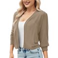 thumbnail image 2 of Erwazi Cropped Cardigan Sweaters for Women 3/4 Sleeve Fall Trendy Open Front Lightweight Short Cardigans, 2 of 7